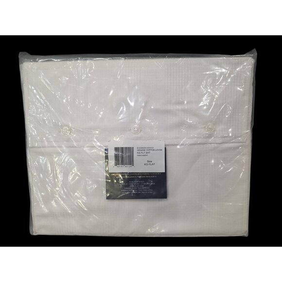 Ralph Lauren Organic Cotton Lovan Jacquard King Flat Sheet Parchment White NWT - Picture 3 of 5